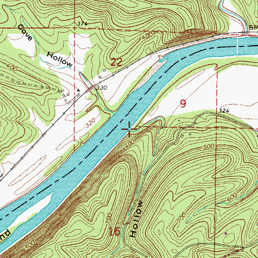 Topographic Map of Round Bottom Hollow, AR