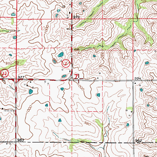 Topographic Map of Rhoades School (historical), MO