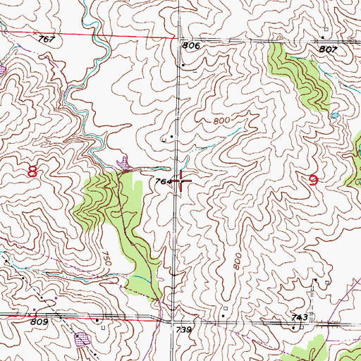 Topographic Map of Oldham School (historical), MO