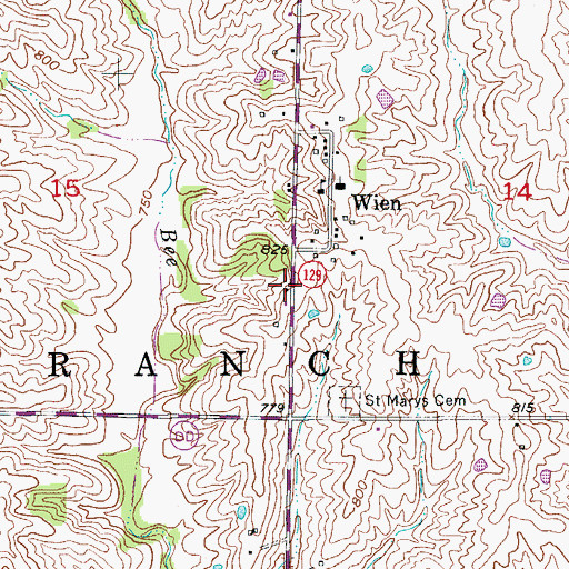 Topographic Map of Marys School (historical), MO