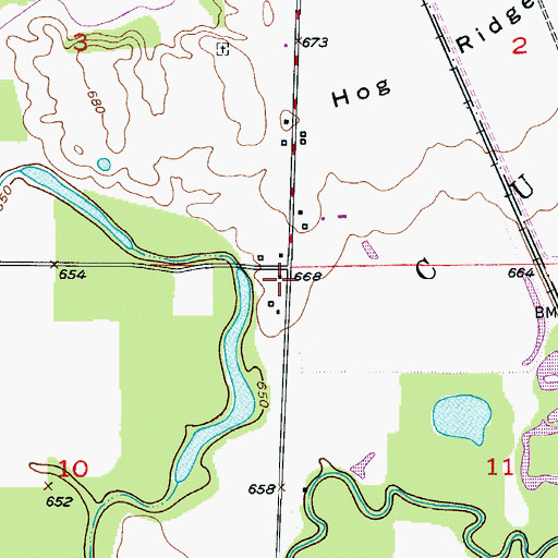 Topographic Map of Hog Ridge School (historical), MO