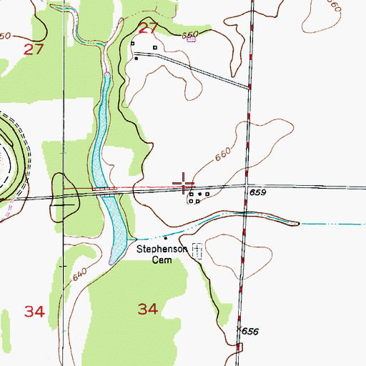 Topographic Map of Stephenson School (historical), MO