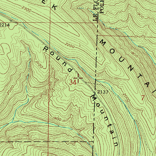 Topographic Map of Round Mountain, AR