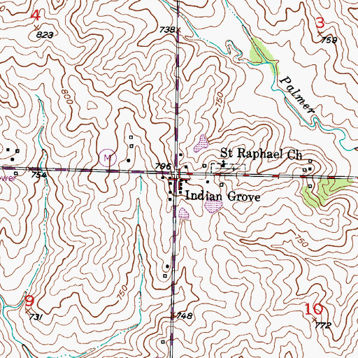 Topographic Map of Indian Grove School, MO