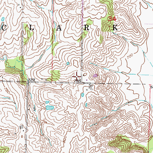 Topographic Map of White Oak School (historical), MO
