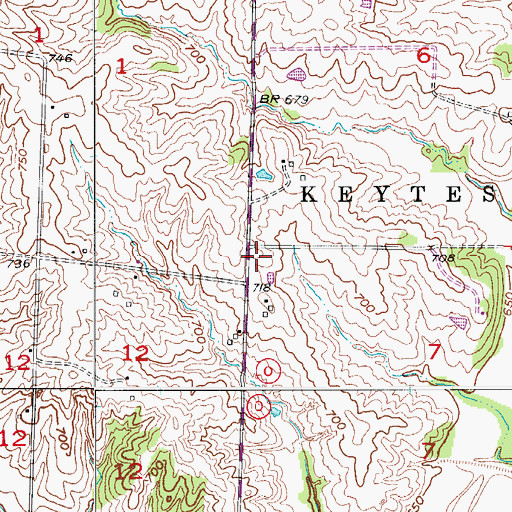 Topographic Map of Walker School (historical), MO