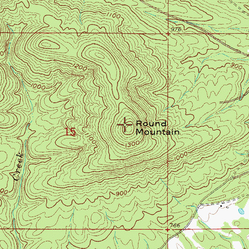 Topographic Map of Round Mountain, AR