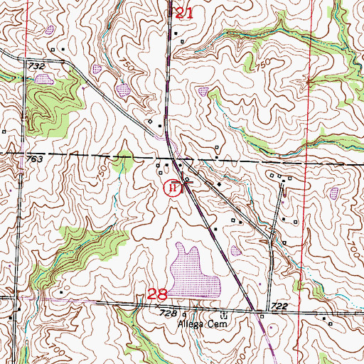 Topographic Map of Allega School (historical), MO