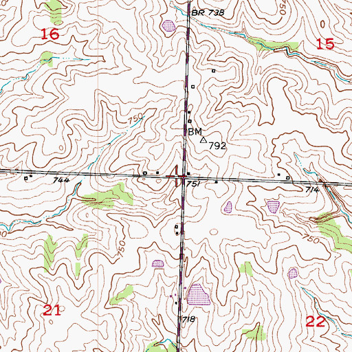 Topographic Map of Hickory Grove School (historical), MO