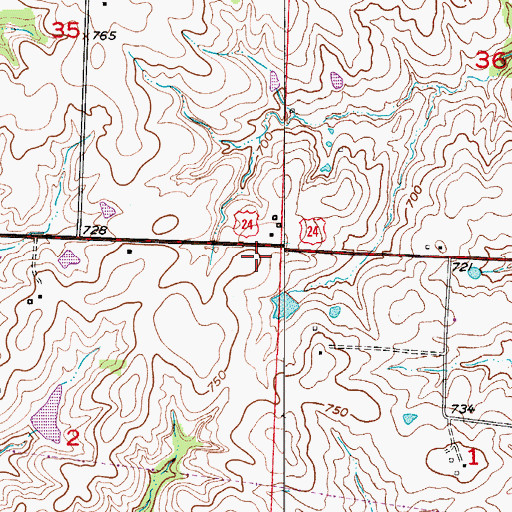 Topographic Map of Jordan School (historical), MO