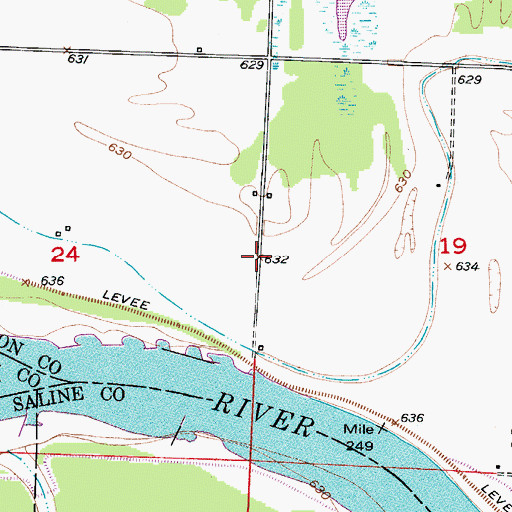 Topographic Map of Grand River City (historical), MO