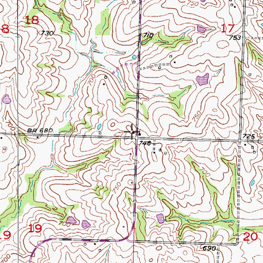 Topographic Map of Washington School (historical), MO