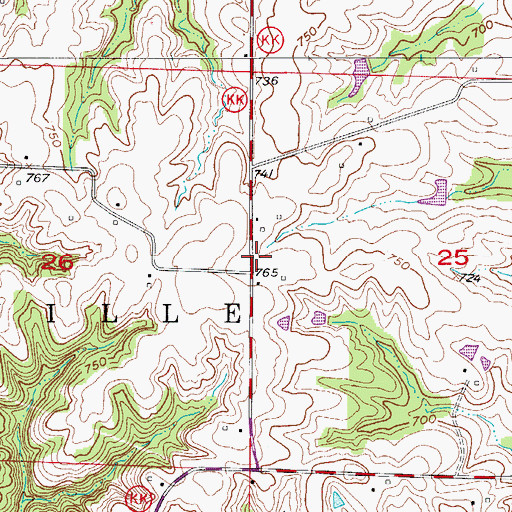 Topographic Map of Hurt School (historical), MO