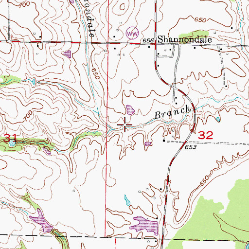 Topographic Map of Shannondale School (historical), MO