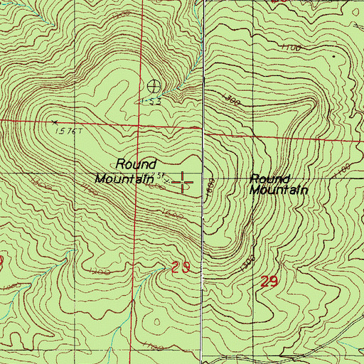 Topographic Map of Round Mountain, AR