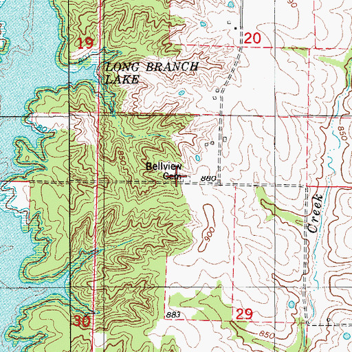 Topographic Map of Fairview Church (historical), MO
