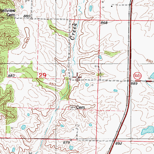 Topographic Map of Duck Creek School, MO