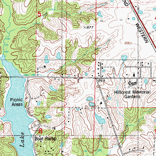 Topographic Map of Whiteoak School, MO