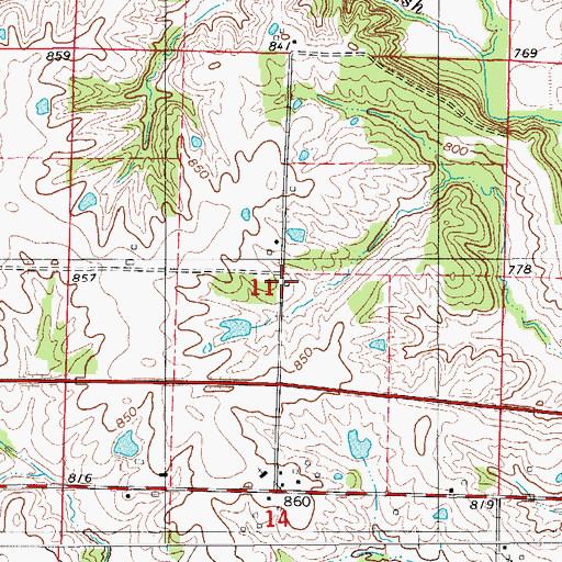 Topographic Map of Oakwood School, MO
