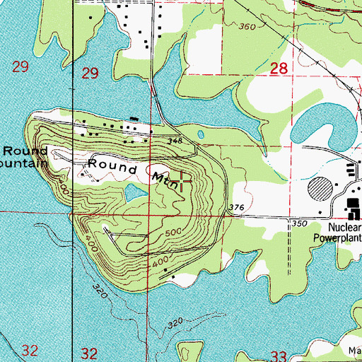 Topographic Map of Round Mountain, AR