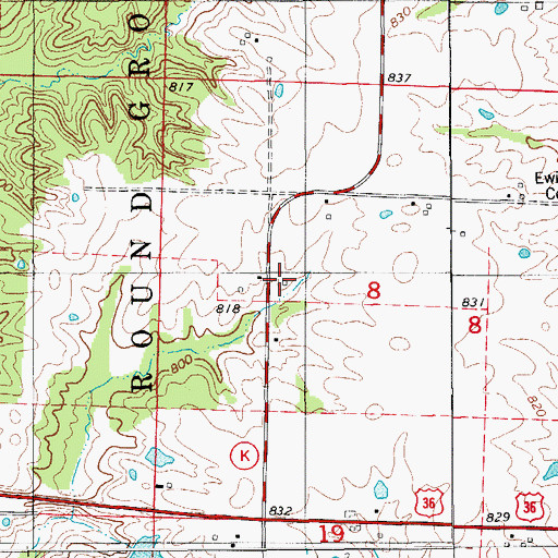 Topographic Map of Browns School Number 2, MO