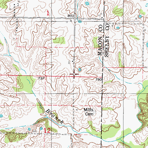 Topographic Map of Hickory Grove School, MO
