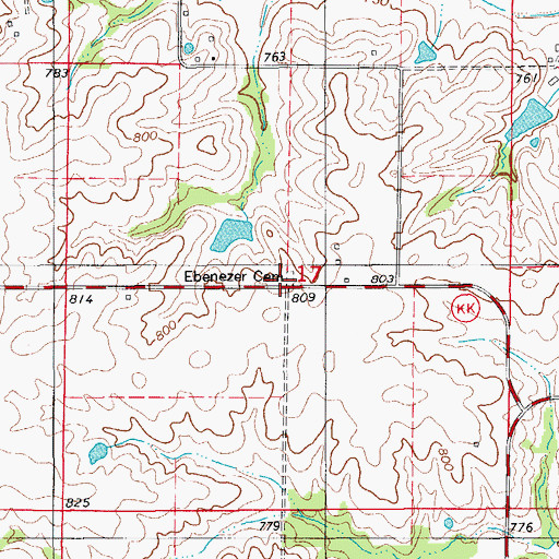 Topographic Map of Ebenezer Church (historical), MO