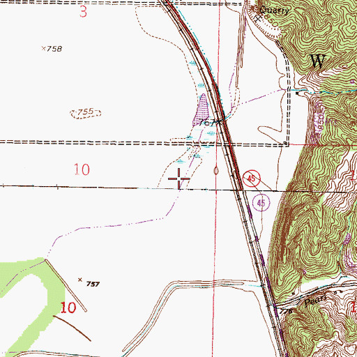 Topographic Map of Dry Lake (historical), MO