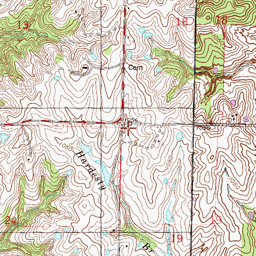 Topographic Map of Burrus School (historical), MO