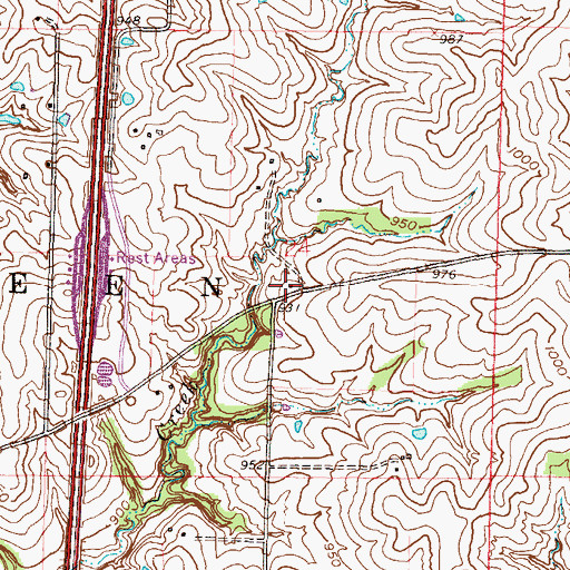 Topographic Map of Elm Grove School, MO