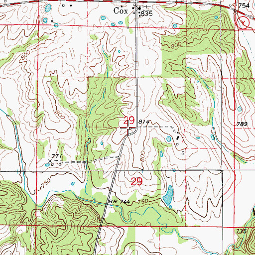 Topographic Map of Bear Thicket School, MO