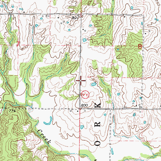 Topographic Map of Oak Ridge School, MO
