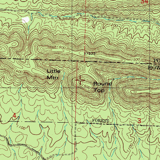 Topographic Map of Round Top, AR