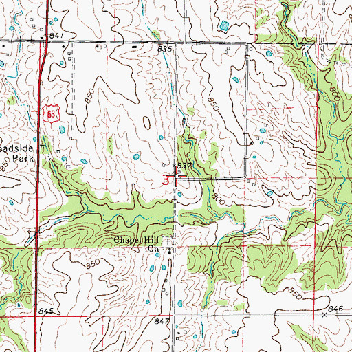 Topographic Map of Union Hall, MO