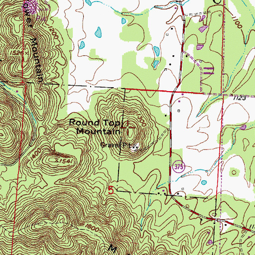 Topographic Map of Round Top Mountain, AR