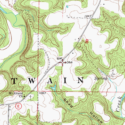 Topographic Map of Mount Ararat School, MO