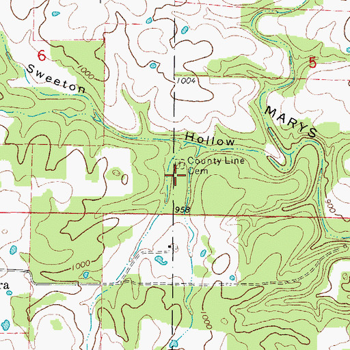 Topographic Map of County Line Church (historical), MO