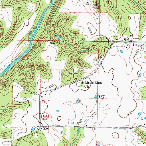 Topographic Map of Little Zion School (historical), MO