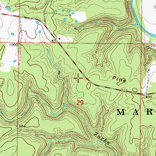 Topographic Map of Pine Ridge School (historical), MO