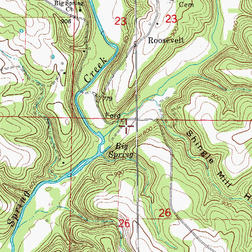Topographic Map of Big Spring School (historical), MO