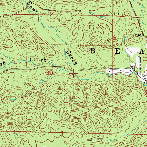 Topographic Map of Rouse Creek, AR