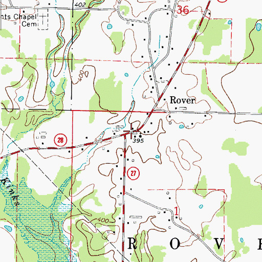 Topographic Map of Rover, AR