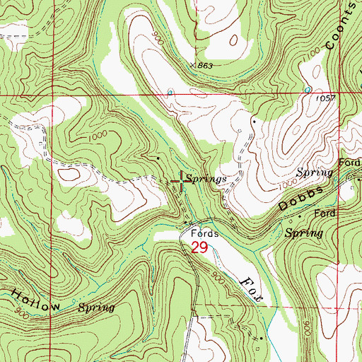 Topographic Map of Days Springs, MO