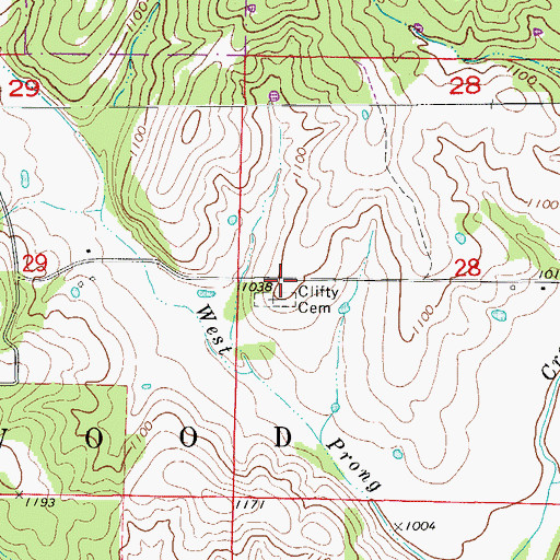 Topographic Map of Clifty Hall School (historical), MO
