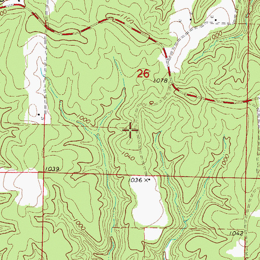 Topographic Map of Pine Flat School (historical), MO