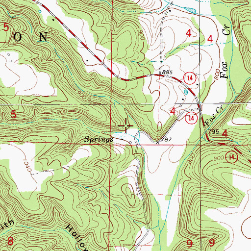 Topographic Map of Fielden School, MO