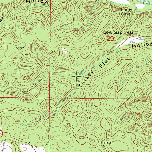 Topographic Map of Turkey Flat School, MO