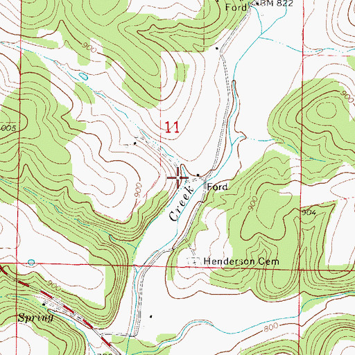 Topographic Map of Hickory Flat School, MO