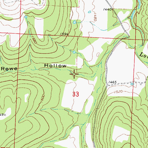 Topographic Map of Rowe Hollow, AR