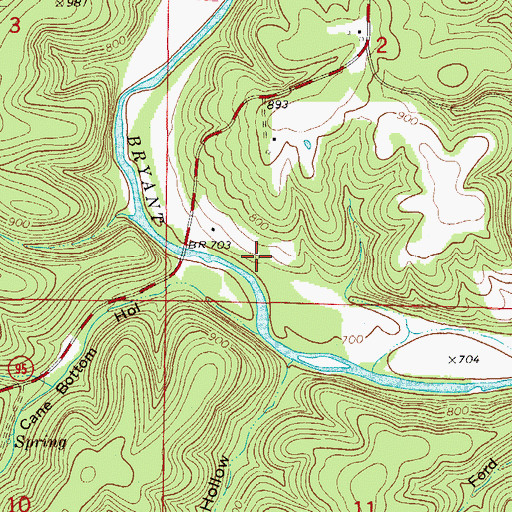 Topographic Map of Upper Brixey School, MO